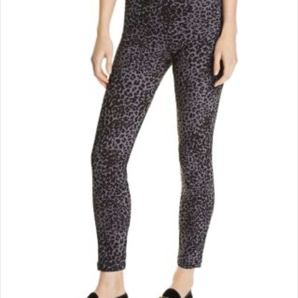 Lysse Black and Gray Leopard Print Denim Leggings Size Small